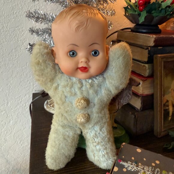 1950's Baby Boy Plush Body Rubber Head - Picture 5 of 14